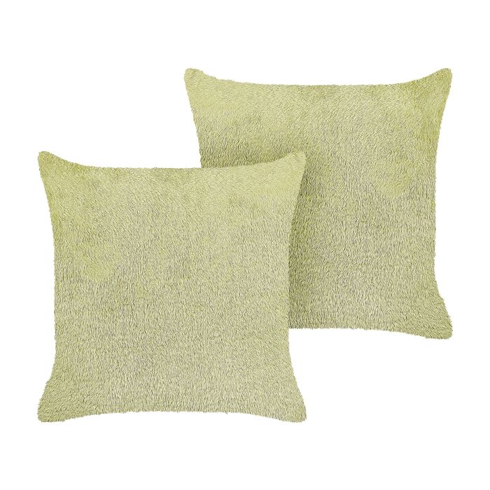 Set of 2 Faux Fur Cushions 45x45cm Green