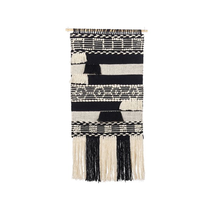 Cotton Macramé Wall Hanging Beige and Black MURIDKE
