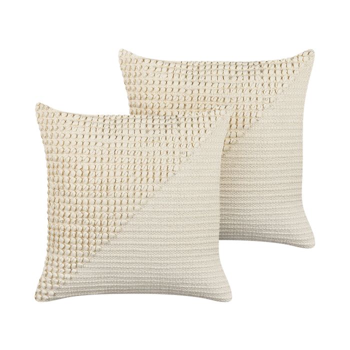 Set of 2 Cotton Cushions 45x45cm Beige