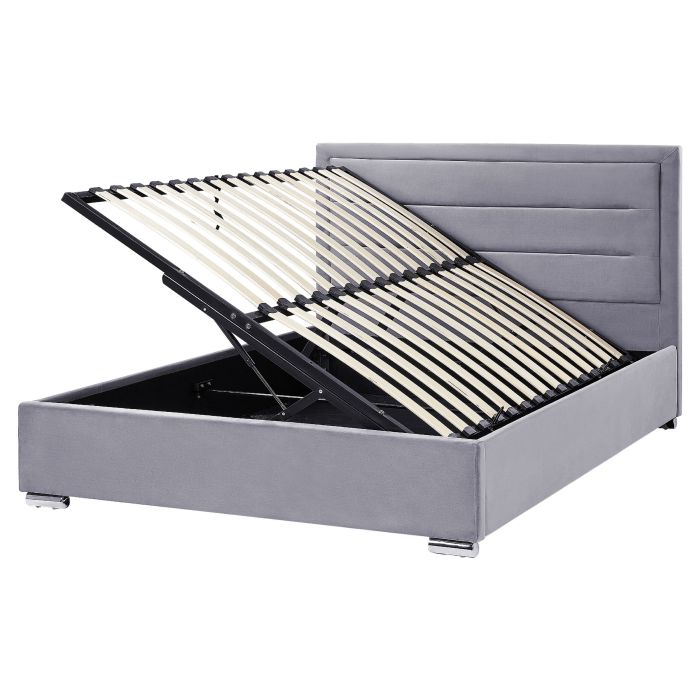 Velvet EU King Size Ottoman Bed Dark Grey ROUEN