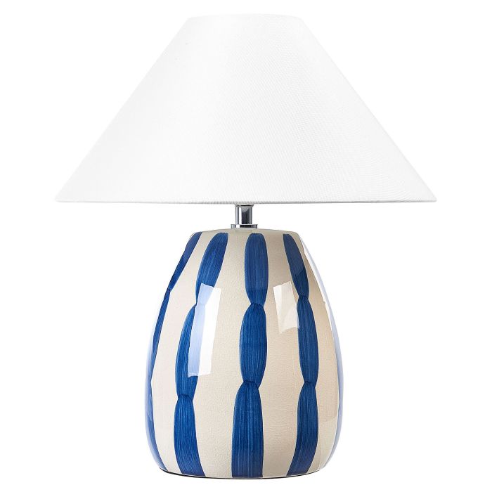 Ceramic Table Lamp Light Beige and Blue LUCHETTI