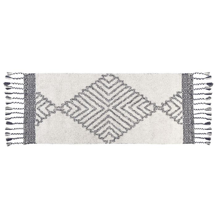 Cotton Area Rug 80x150cm White and Black