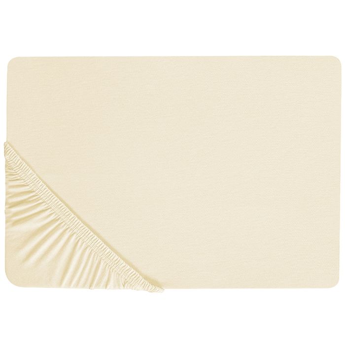 Cotton Fitted Sheet 160 x 200 cm Beige JANBU