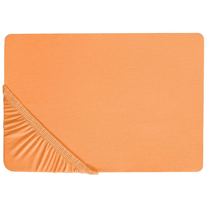 Cotton Fitted Sheet 160 x 200 cm Orange JANBU