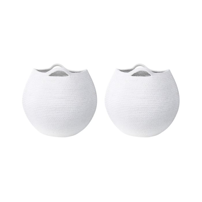 Set of 2 Cotton Baskets White
