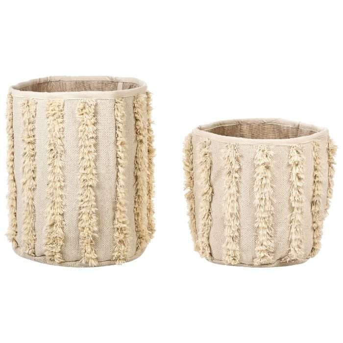 Set of 2 Cotton Baskets Beige