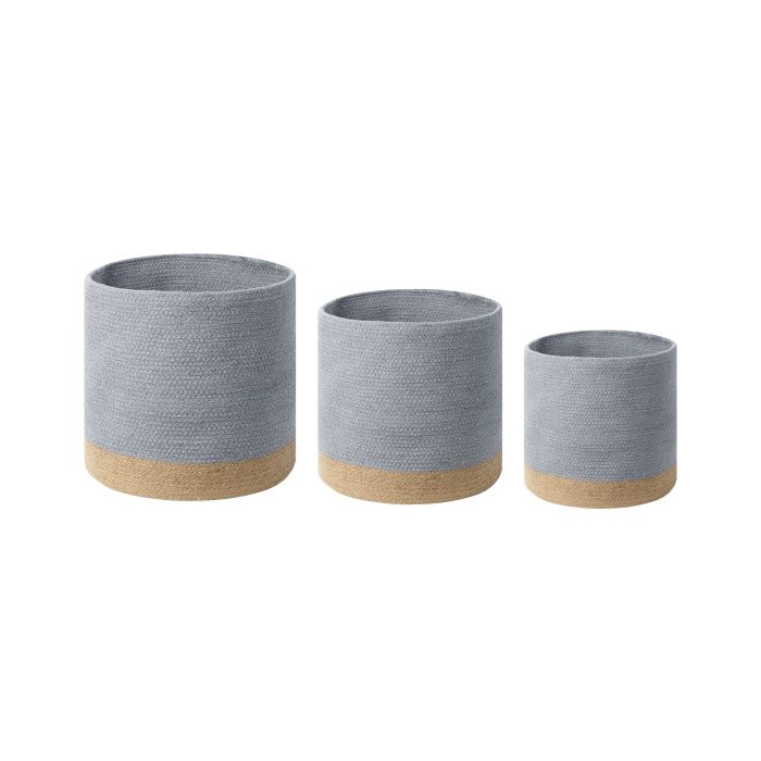 Set of 3 Cotton Baskets Grey and Beige