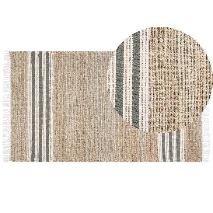 Jute Area Rug 80x150cm Beige and Grey