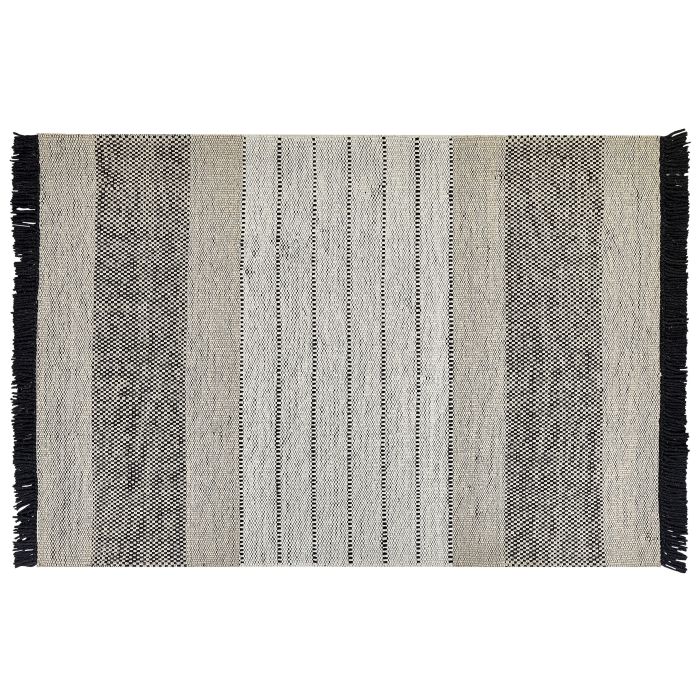 Wool Area Rug 140x200cm Beige and Black