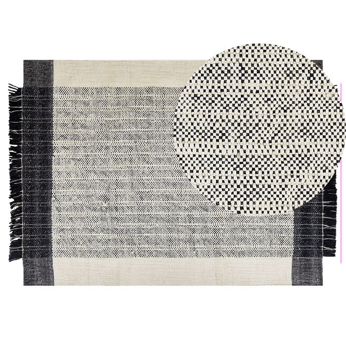 Wool Area Rug 140x200cm Black and White