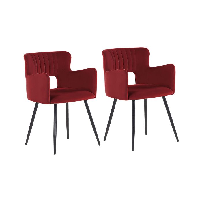 Set of 2 Velvet Dining Chairs Dark Red SANILAC