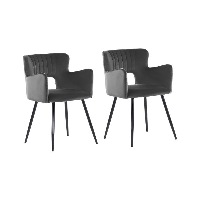 Set of 2 Velvet Dining Chairs Dark Grey SANILAC