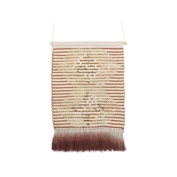 Cotton Macramé Wall Hanging Red and Beige SABO