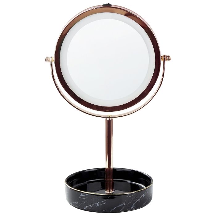 Lighted Makeup Mirror 26cm Rose Gold and Black
