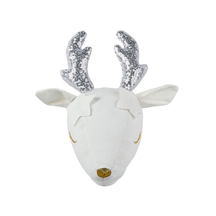 Plush Animal Head Wall Décor Roe Deer White SUZY