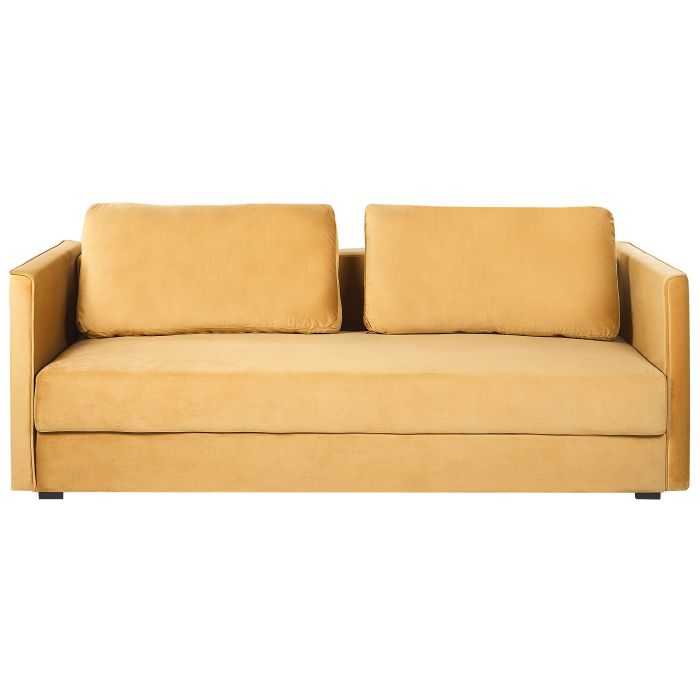 Velvet Sofa Bed with Storage Yellow EKSJO