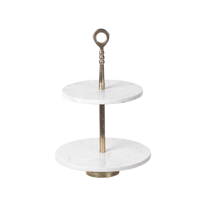 2-Tiered Dessert Stand Gold and White TARUM