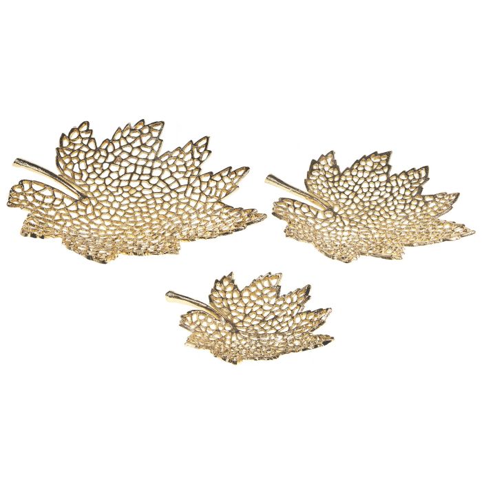 Set of 3 Trinket Dishes Maple Leaf Gold