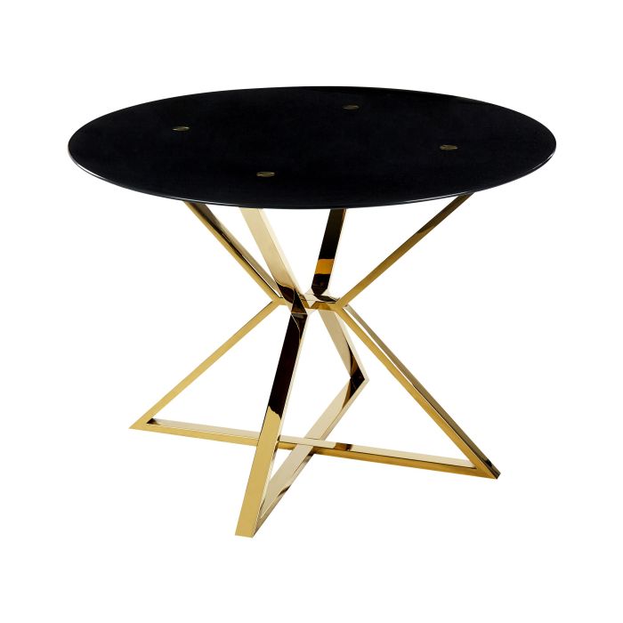 Glass Top Round Dining Table ⌀ 105 cm Black and Gold BOSCO