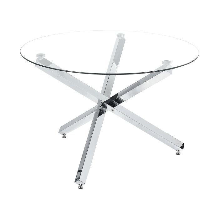 Glass Top Round Dining Table ⌀ 110 cm Silver BUTLER
