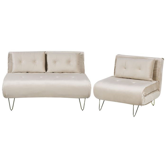 Velvet Sofa Set Beige VESTFOLD