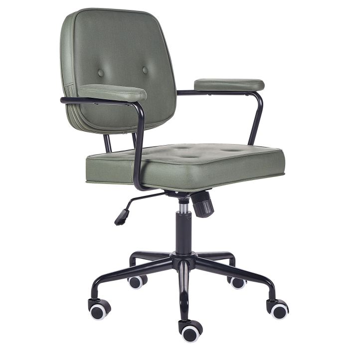 Faux Leather Desk Chair Green PAWNEE