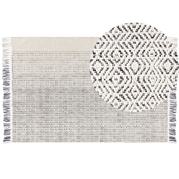 Wool Area Rug 160x230cm White and Grey