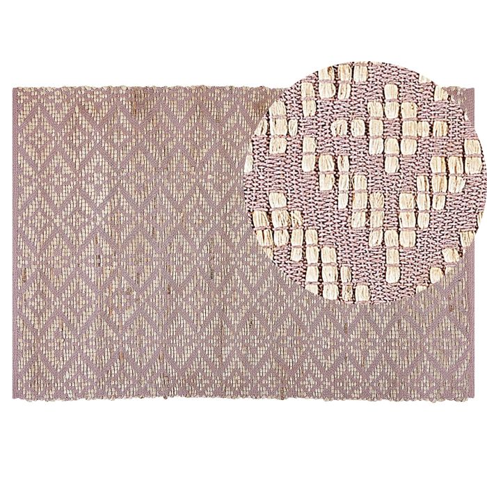 Cotton Area Rug 140x200cm Beige and Pink