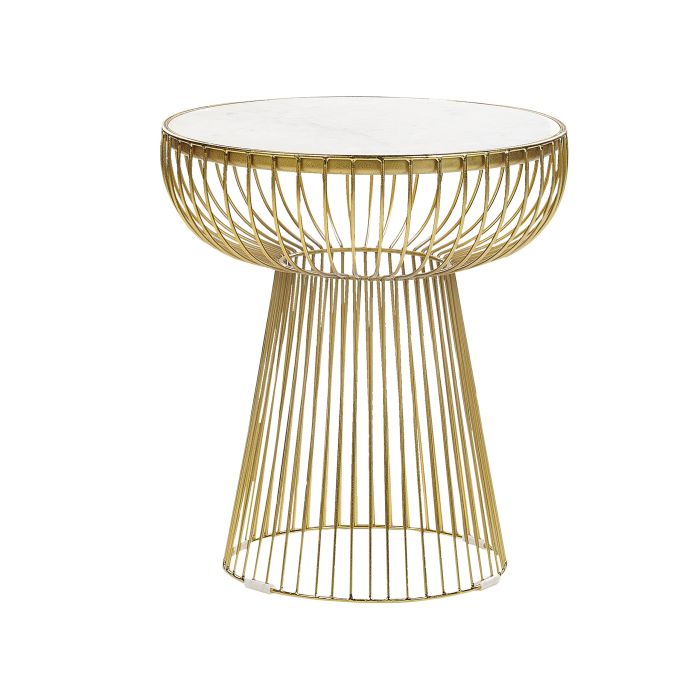 Wire Frame Side Table White Marble with Gold CHEYNES