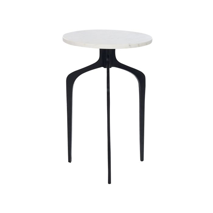 Side Table White Marble with Black TIHOI