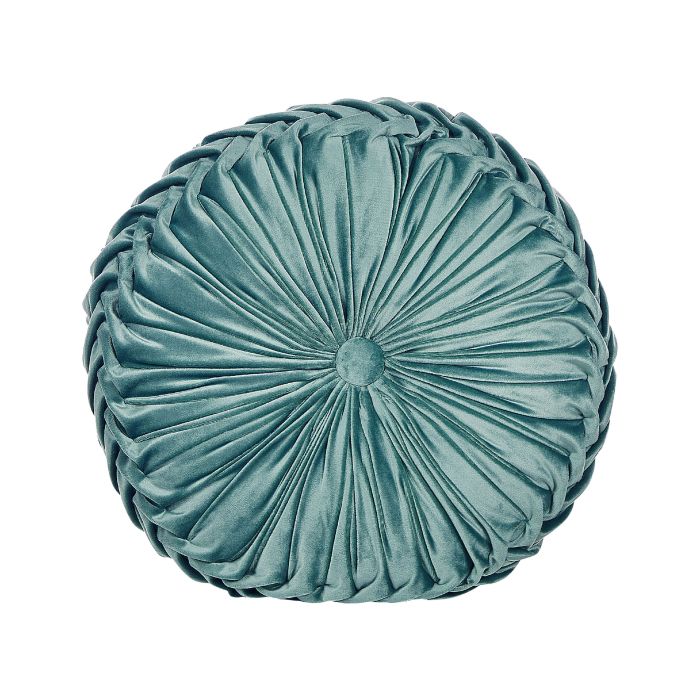 Velvet Cushion with Pleats 40cm Teal