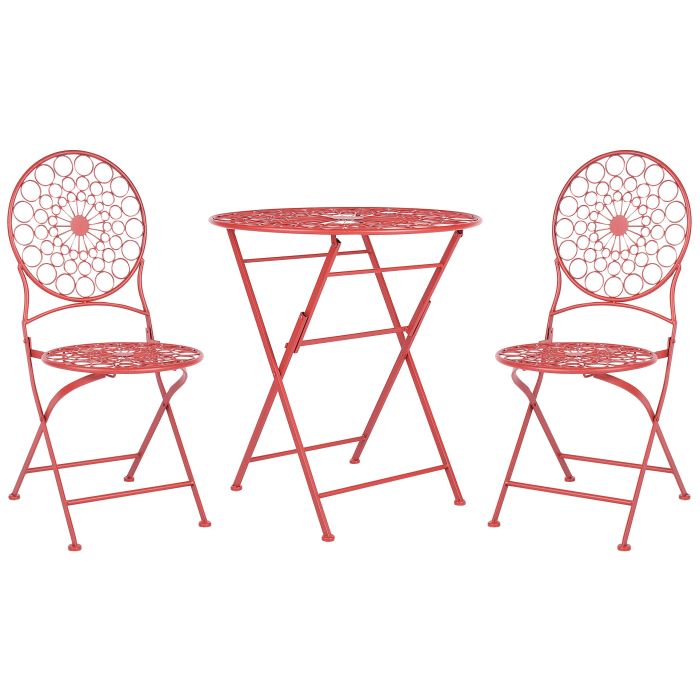 Metal Garden Bistro Set Red SCARIO