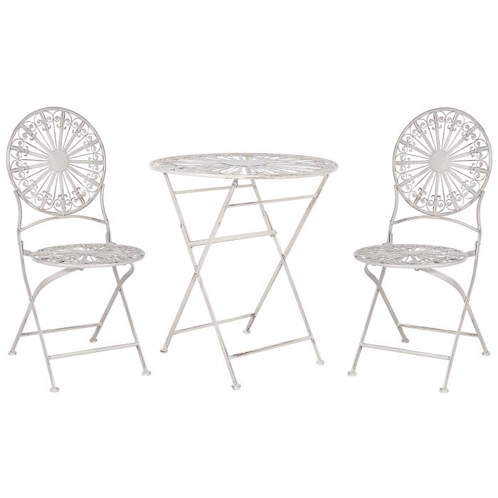 Metal Garden Bistro Set Off-White SCAFA