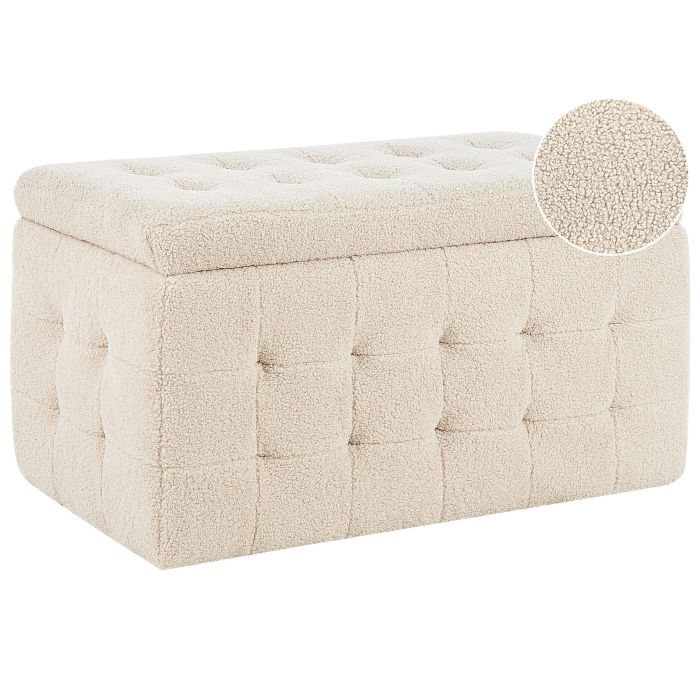 Boucle Storage Ottoman Beige MICHIGAN