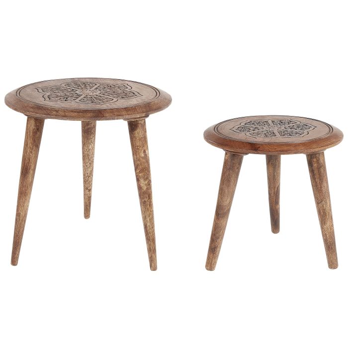 Set of 2 Mango Wood Side Tables Dark TURUA