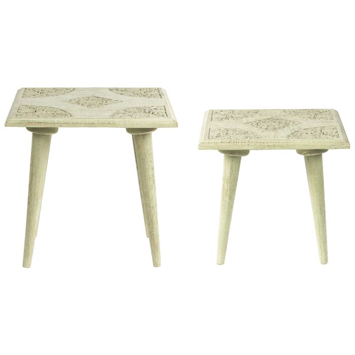 Set of 2 Mango Wood Side Tables Green BELIDHA