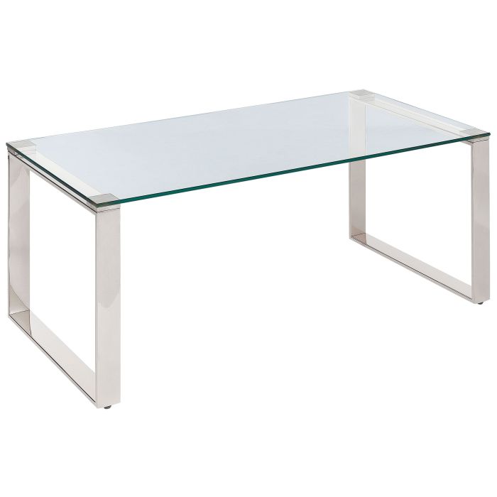 Glass Top Coffee Table Silver TILON