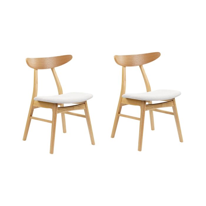 Set of 2 Wooden Dining Chairs Light Wood and Light Grey LYNN