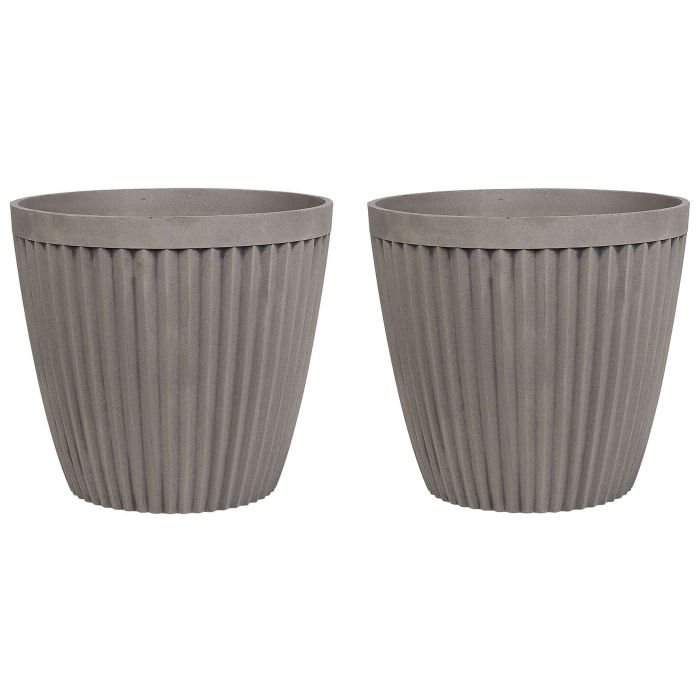 Set of 2 Plant Pots ⌀ 36 cm Taupe POKA