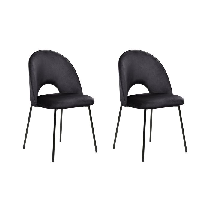 Set of 2 Velvet Dining Chairs Black COVELO