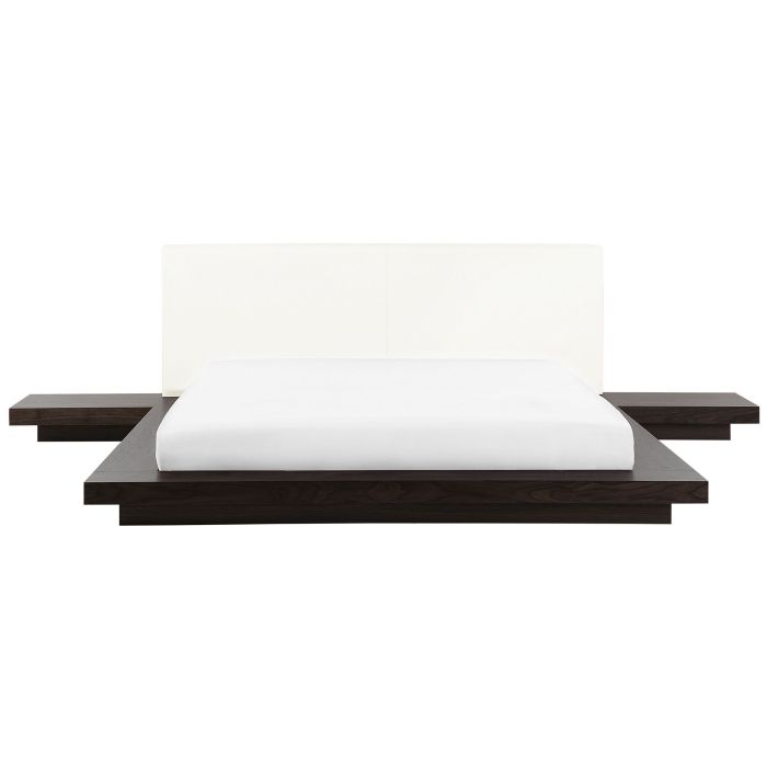 EU Super King Size Bed with Bedside Tables Dark Wood ZEN