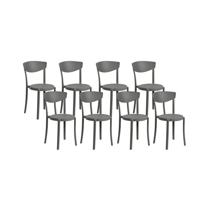 Set of 8 Dining Chairs Dark Grey VIESTE