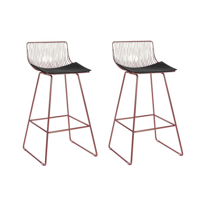 Set of 2 Metal Bar Chairs Rose Gold FREDONIA