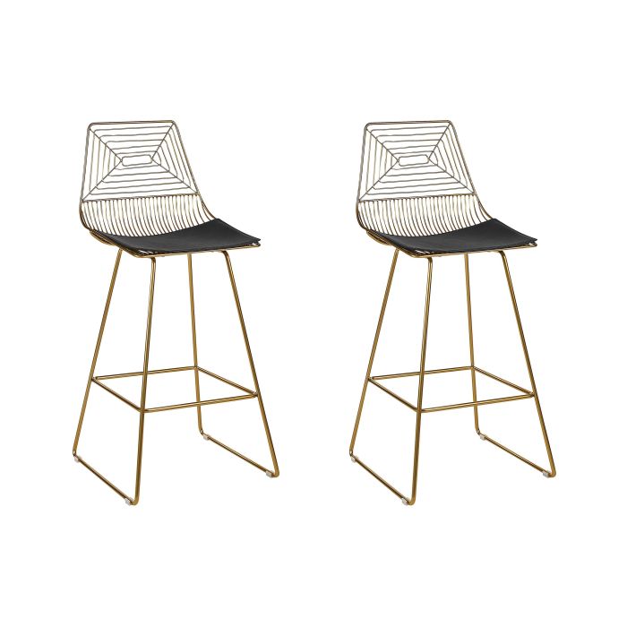 Set of 2 Metal Bar Chairs Gold BISBEE