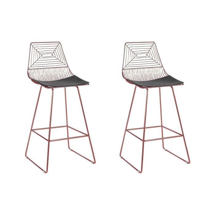 Set of 2 Metal Bar Chairs Rose Gold BISBEE
