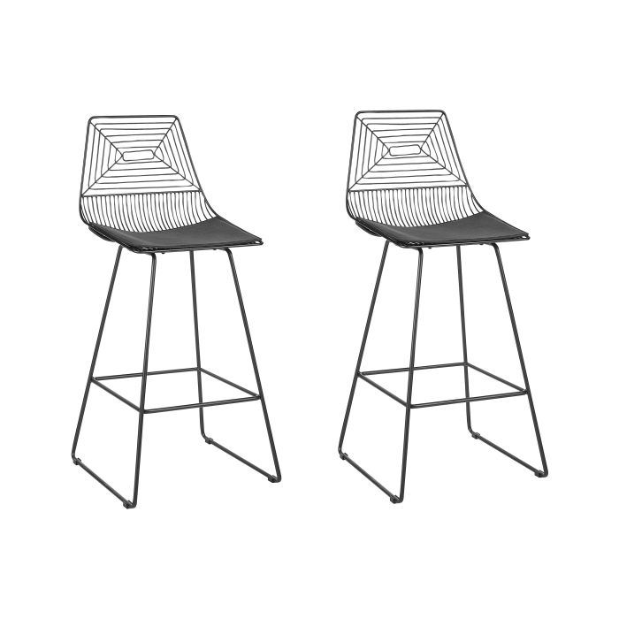 Set of 2 Metal Bar Chairs Black BISBEE