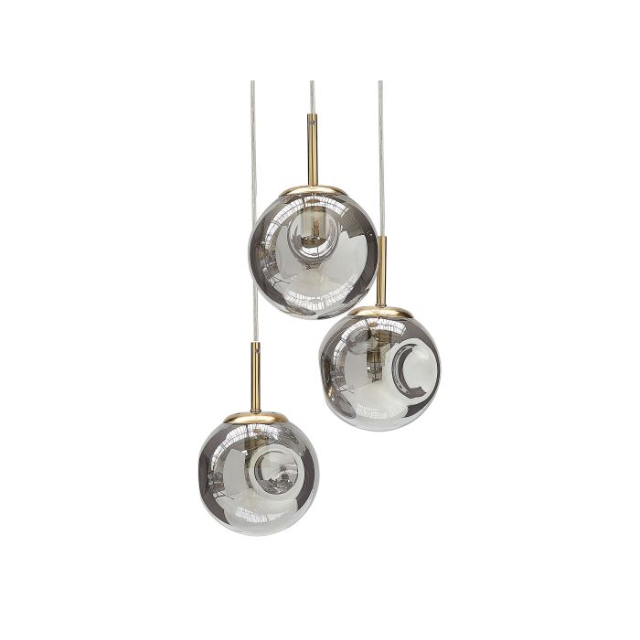 3 Light Glass Pendant Lamp Transparent and Brass RALFES