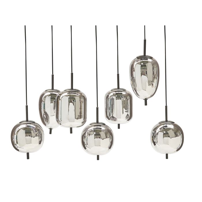 7 Light Glass Pendant Lamp Silver TARLO