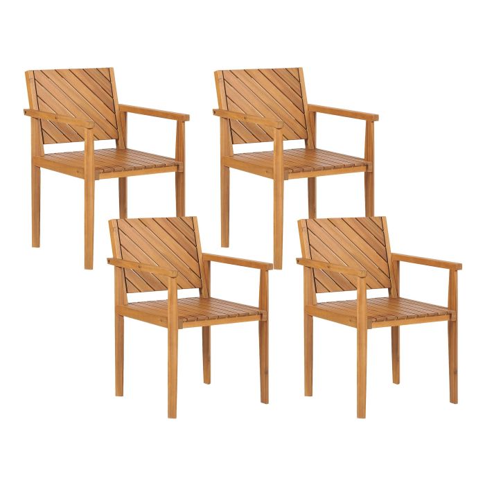 Set of 4 Acacia Wood Dining Chairs Light BARATTI