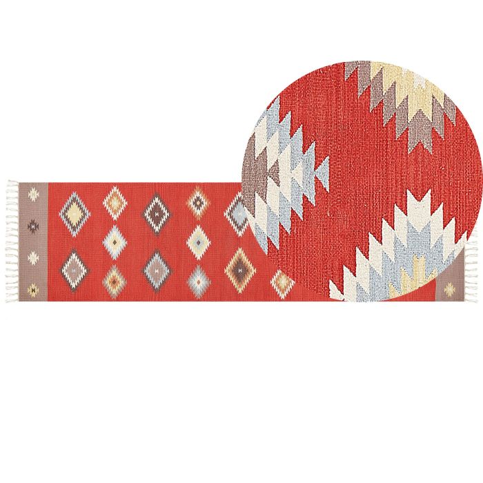 Cotton Kilim Runner Rug 80x300cm Multicolour